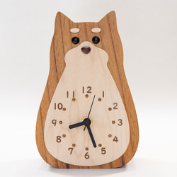 お座り柴の置き時計 2枚目の画像