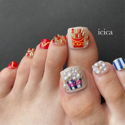フットネイルチップ ポップスナックフットネイル ピザ ネイルチップ（つけ爪） icica 通販