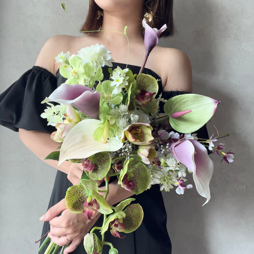 お洒落花嫁さんに人気な抜け感ブーケ/アーティフィシャルフラワー