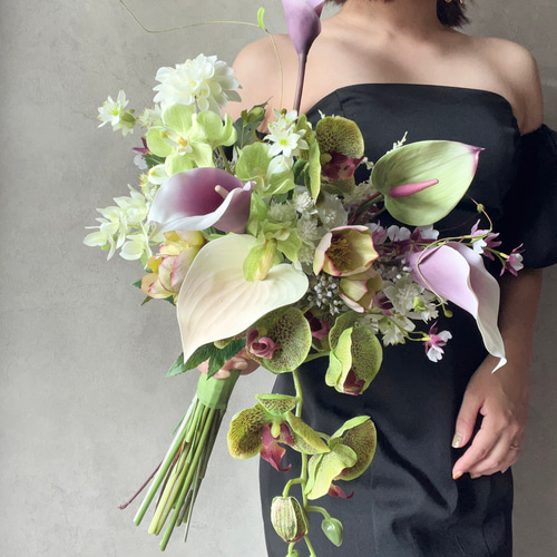 お洒落花嫁さんに人気な抜け感ブーケ/アーティフィシャルフラワー
