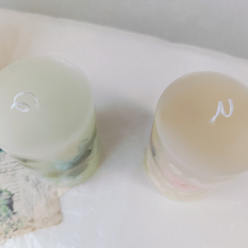 春 紫陽花のキャンドルホルダー Happy Flower glass candle Blue 𖦞夏季限定（キャンドル