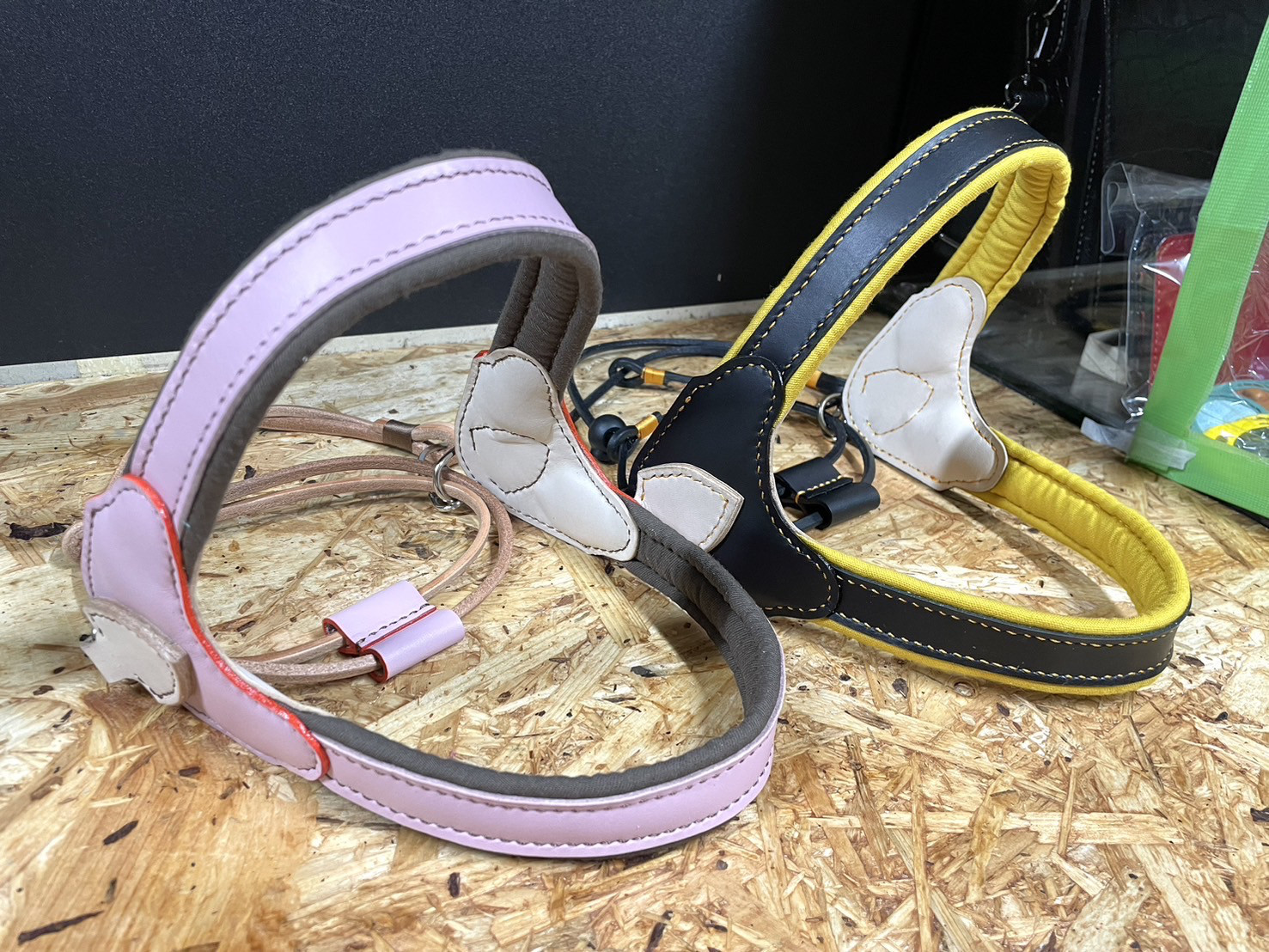 犬用ハーネス　本革　オーガニックコットン　ブラック