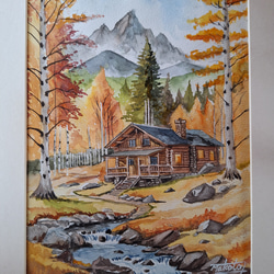 山の風景 水彩画　美馬牛 8480512cb447f3141a2d88dd5fe6d4