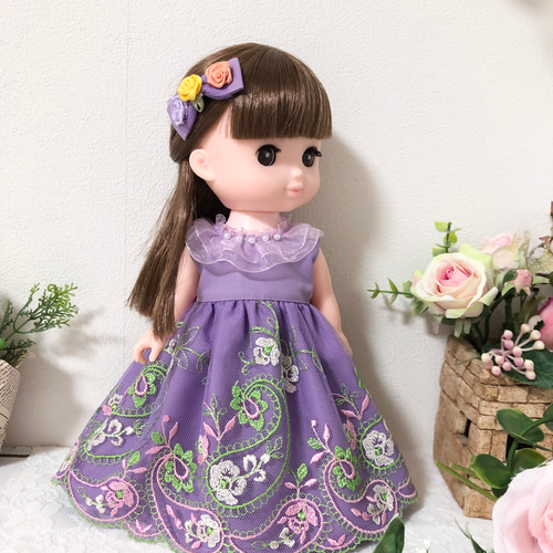 パープルカラープリンセスドレス26cmドール服☆ソランちゃん服 レミン