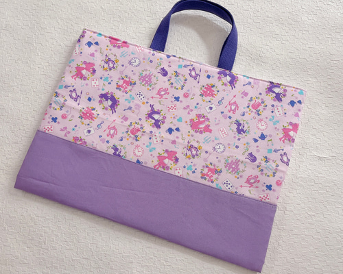 C アリス 薄ピンク 紫 ドット てさげバッグ レッスンバッグ 上履き入れ C アリス 薄ピンク 紫 ドット てさげバッグ レッスンバッグ