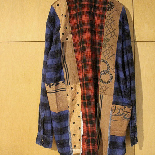 SAYOCAFE、再構築パッチワークの個性的オーバーシャツ シャツ 衣工房  