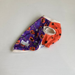 ハロウィン 犬服 タンクトップ かぼちゃ柄) 生成リブSサイズ