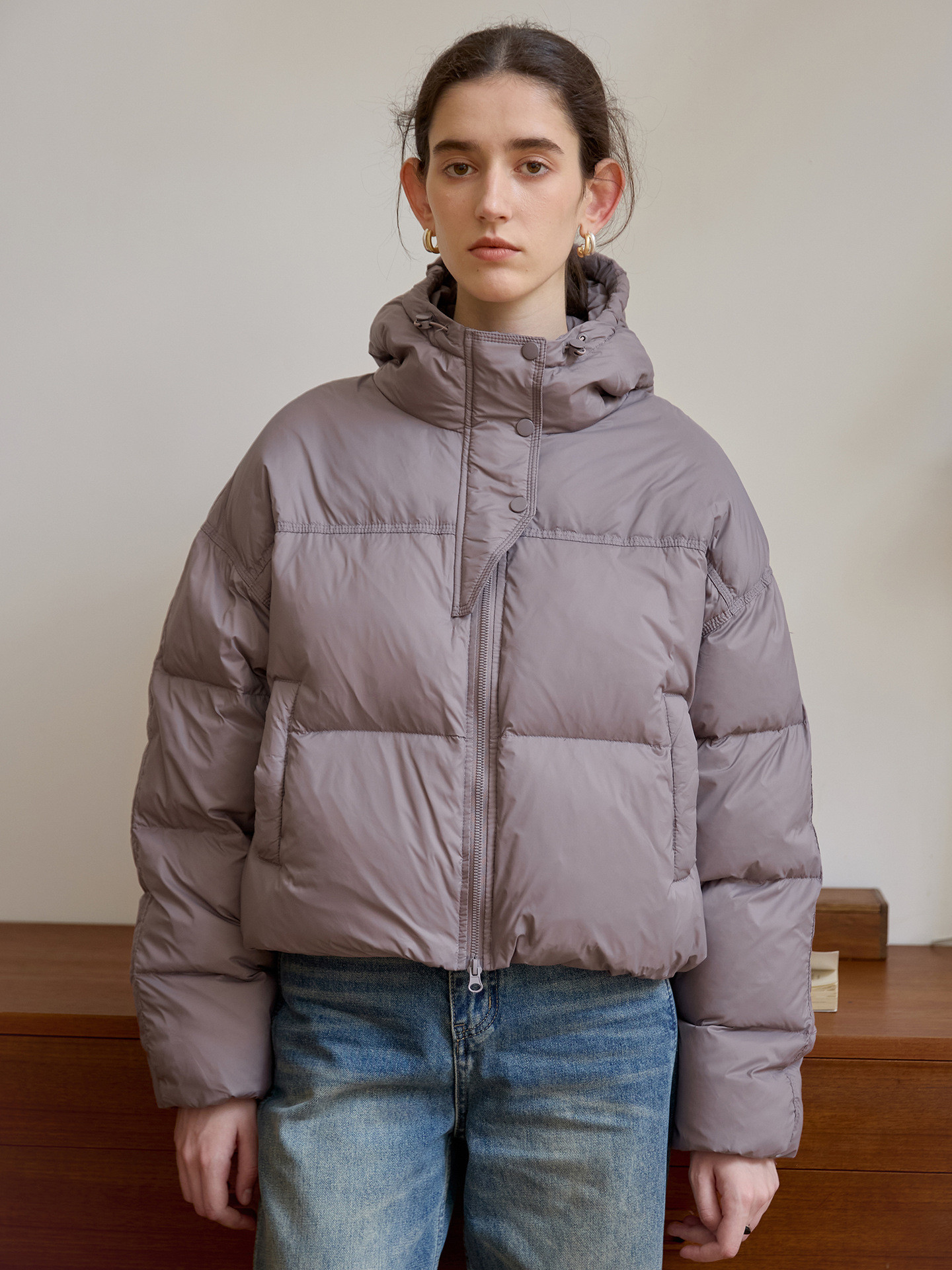 白鴨絨ジャケット #紫色