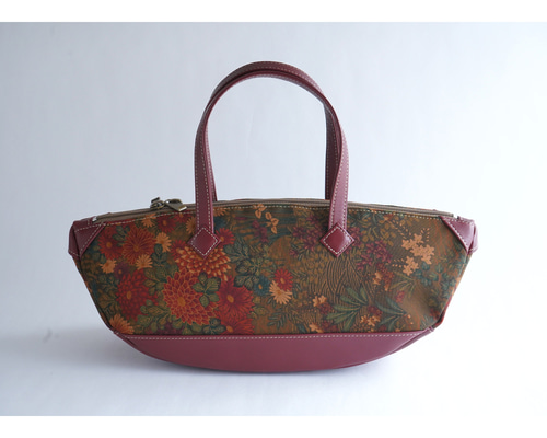 一点もの】着物地＆革/ハンドバッグ/【ブロッサム】/ 和洋/和装バッグ