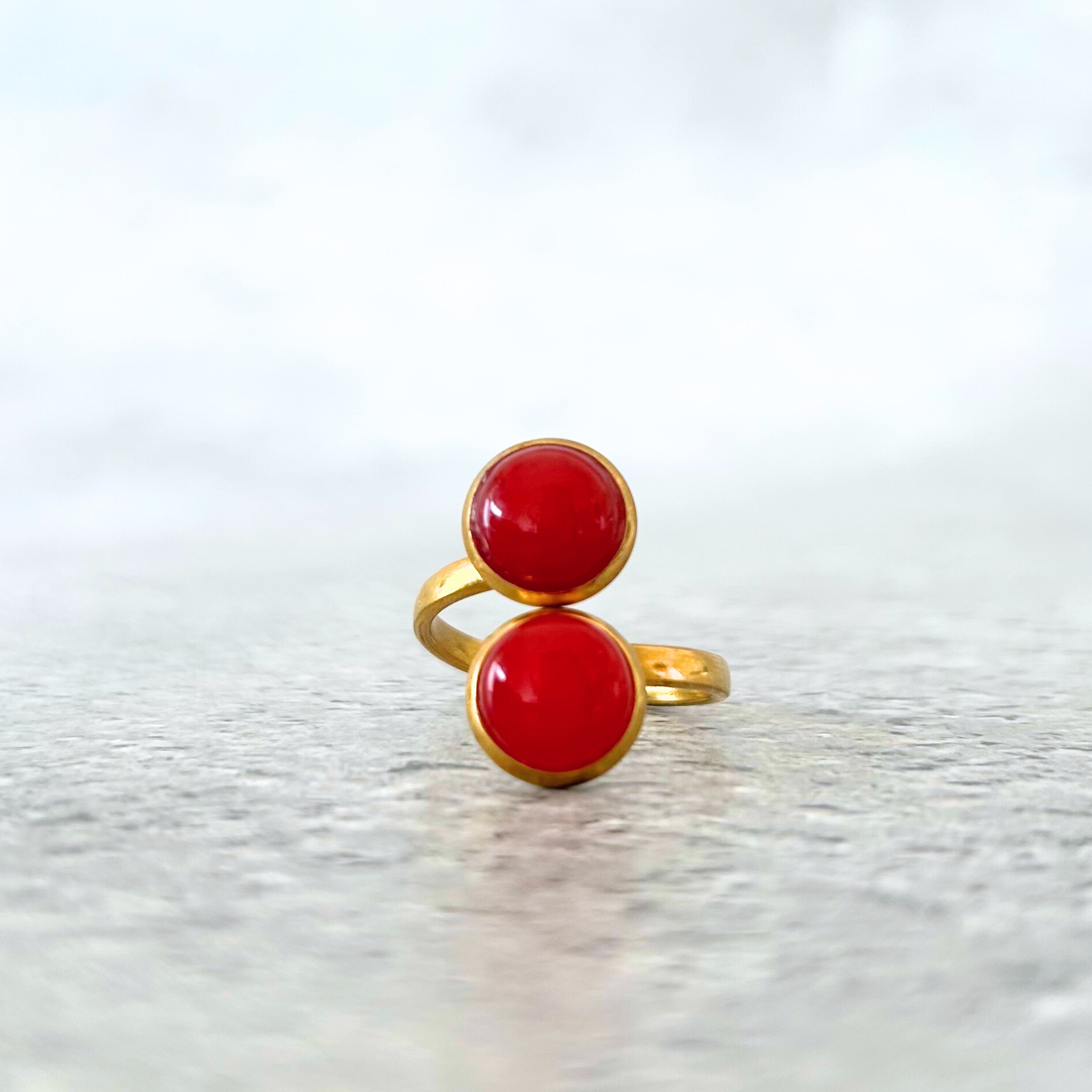 天然石 ヒスイ リング レッドジェイド 18金（18KGP）