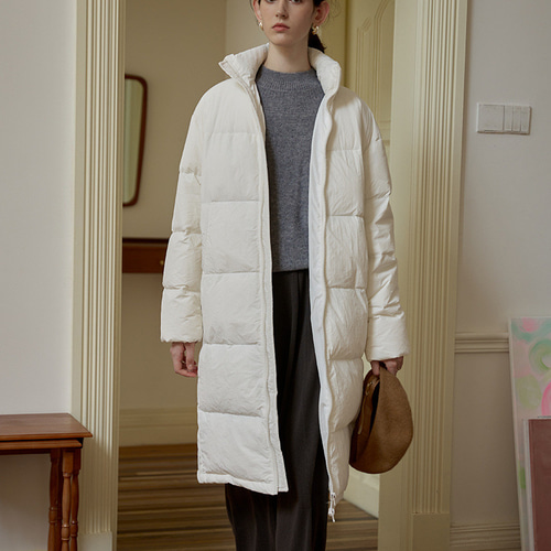 ハーフハイネック防風白鴨絨コート #白色 コート A.A織り 通販