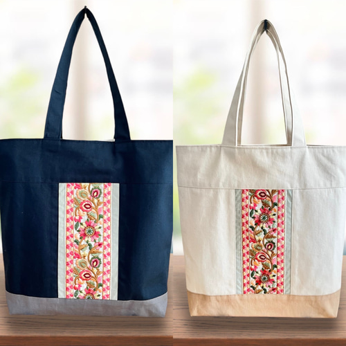 トートバッグ　インド刺繍ハイクラスピンク　ハンドメイド トートバッグ インド刺繍ハイクラスピンク ハンドメイド - メルカリ