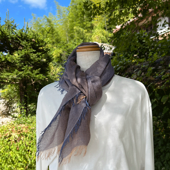 播州織柿渋染めストールK24089