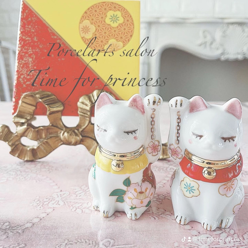 早期割引】招福& 千客万来♡ラグジュアリーな招き猫（台座付き
