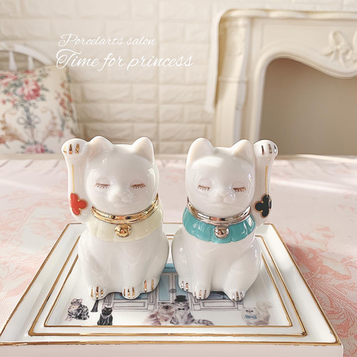 早期割引】招福& 千客万来♡ラグジュアリーな招き猫（台座付き