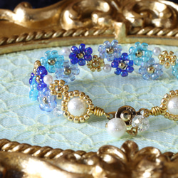 フラワービーズブレスレット ノスタルジックピンク 平成レトロ パール