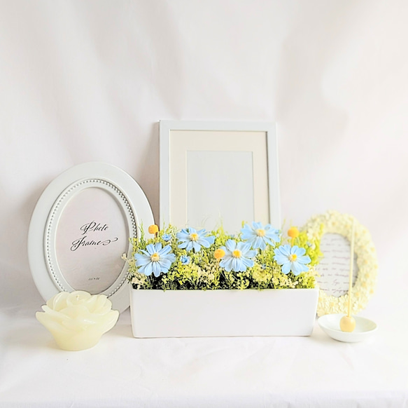 仏花 　ヘブンリー・フラワー  スカイブルー プリザーブドフラワー 5枚目の画像