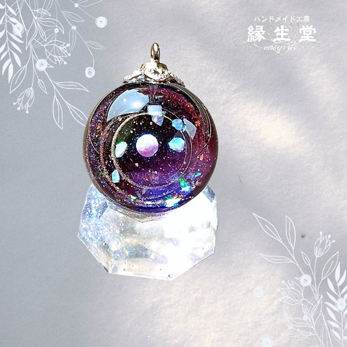 ピンク＆レッド＆パープル】レジン宇宙玉・25mm ネックレス SB-6