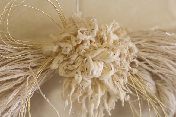 きびそシルク正月飾り　しめ縄風リース 2枚目の画像
