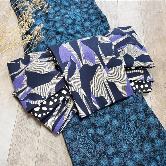 ⑤名古屋帯 バティック 木綿 茶系に水色ポイント クロスのような文様