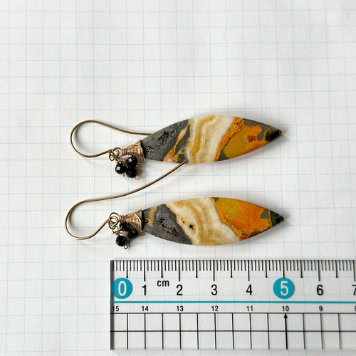 14kgf*秋色*バンブルビージャスパーの大ぶりピアス／イヤリング*1点