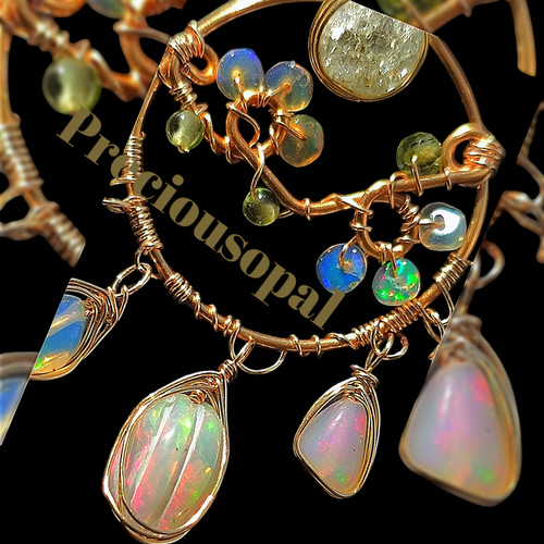 14kgf 最高品質AAA 全て遊色プレシャスオパール ネックレス