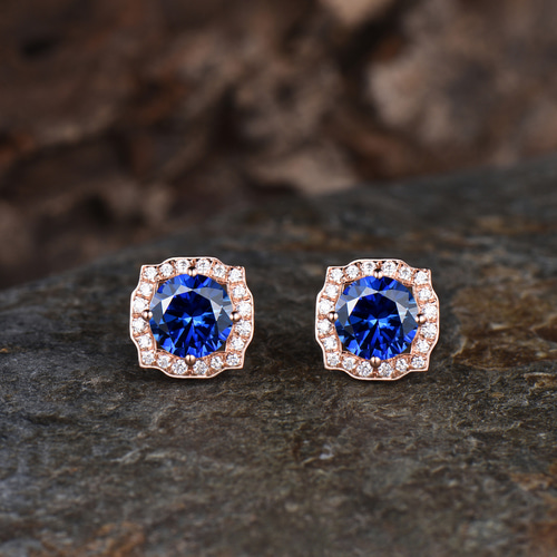 9月の誕生石ブルーサファイアピアス ユニークなモアッサナイト