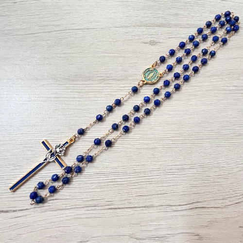 ラピスラズリのロザリオ（薔薇の十字架） ネックレス・ペンダント