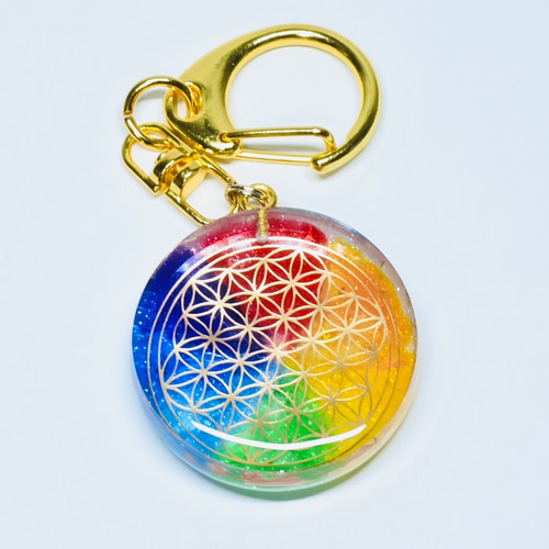 マカロンナ　❀フラワーオブライフキーホルダー❀ フラワーオブライフ キーホルダー 虹色 その他雑貨 Miracle 通販