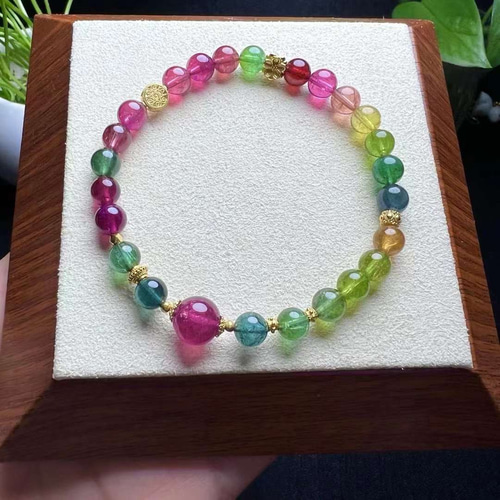 11.22g 天然無処理 トルマリン デザイン ブレスレット k18