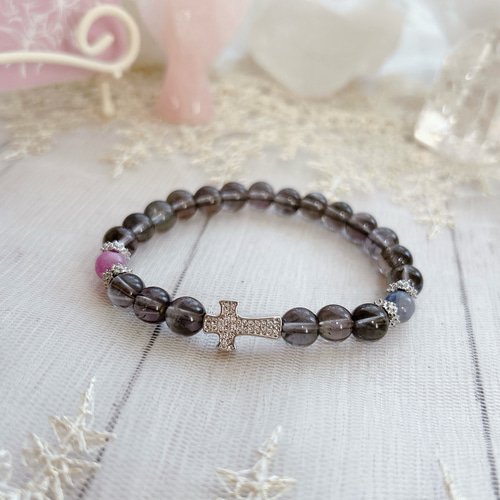 守護・意識の覚醒】クロス✝️ ブラックアンデシン&サファイヤ 天然石