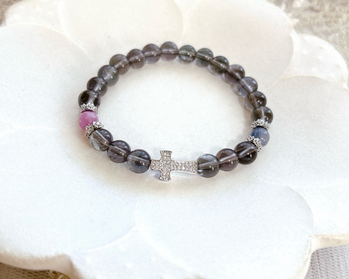 守護・意識の覚醒】クロス✝️ ブラックアンデシン&サファイヤ 天然石