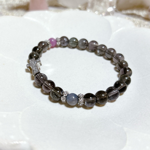 守護・意識の覚醒】クロス✝️ ブラックアンデシン&サファイヤ 天然石