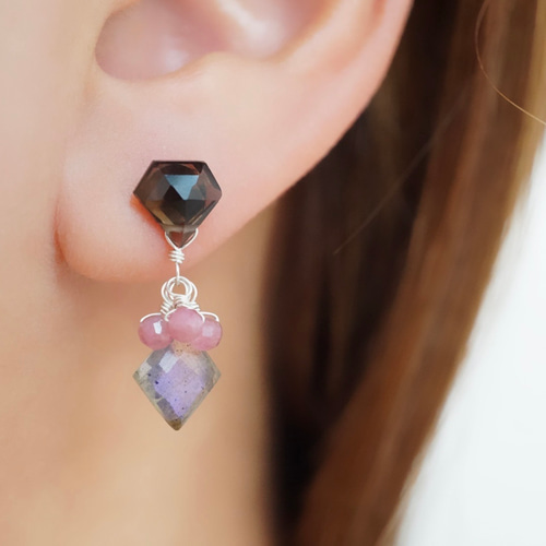 1点限定】スモーキークォーツ×ピンクトルマリン×ラブラドライト  