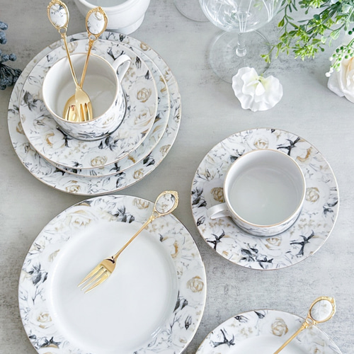 ホワイトローズのティーセット(プレート選択) ティーカップ Atelier