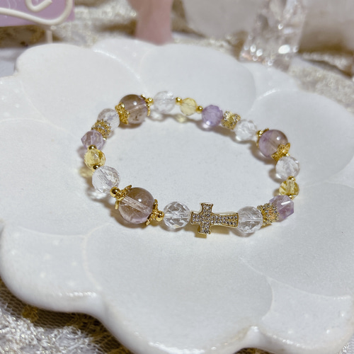 守護・調和】クロス✝️ アメトリン＆アメジスト＆シトリン＆水晶