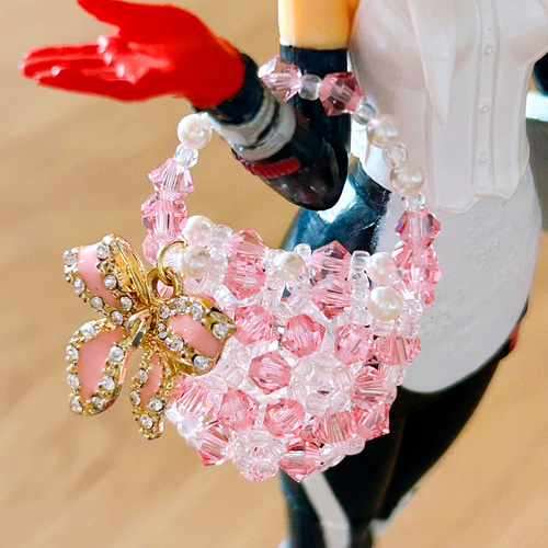 30％オフ】クリスタルフラワーバッグのキーホルダー・バッグ