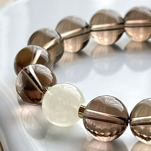 ブラジル産スモーキークォーツ&リビアングラスブレス ブレスレット