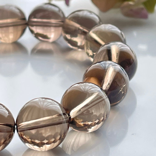 ブラジル産スモーキークォーツ&リビアングラスブレス ブレスレット