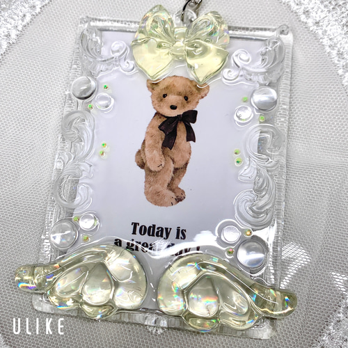 レジン トレカケース 硬質ケース デコ 推し活 黄色 B8 名刺入れ