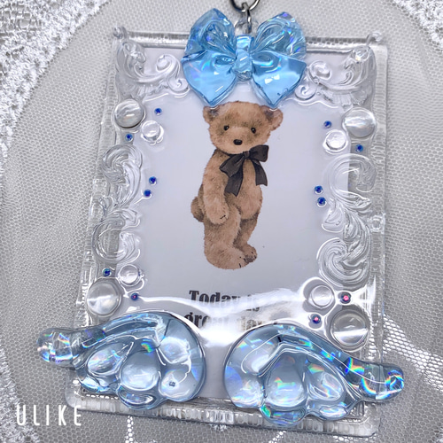 レジン トレカケース 硬質ケース デコ 推し活 青 B8 名刺入れ・カード