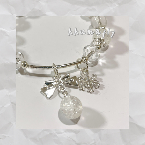 クリア/ベージュ ビーズブレスレット eb90c0ee3636f40497c7065f887794