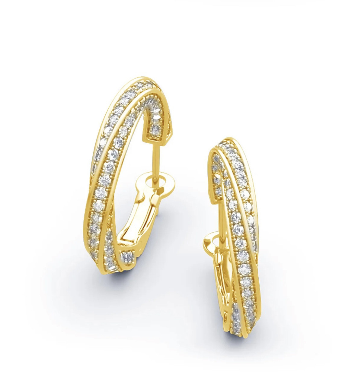 フープ　ピアス　ツイスト　スパイラル　k18 イエローゴールド