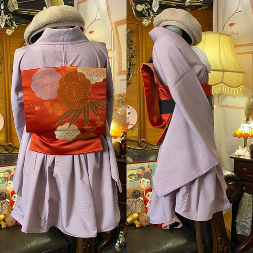 着物リメイクワンピース♪76♪振り袖♪133cm♪袋帯 f9659bf9df139c859ffe207e631cff