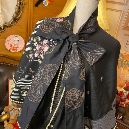 和洋折衷 着物 リメイク ポンチョ ケープ 和装コート パール 和洋折衷 着物 リメイク ポンチョ ケープ 和装コート パール