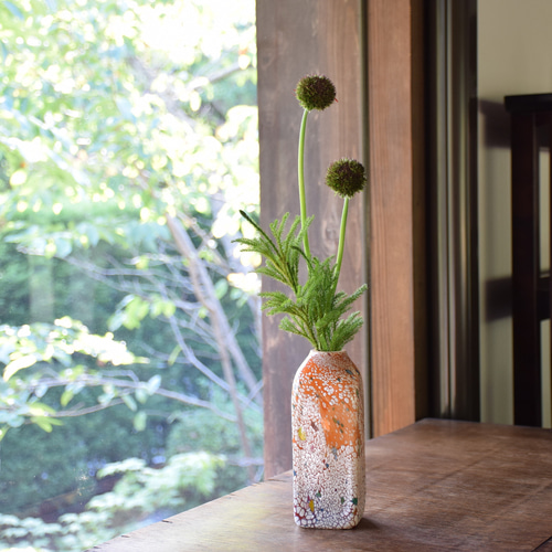 しかくく長い一輪挿し～秋～ 一輪挿し・花瓶・花器 甲山ガラス工房
