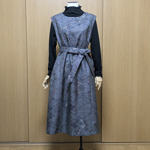 SOLD 着物リメイク ワンピース 大島紬 M〜L ワンピース さらあお 通販