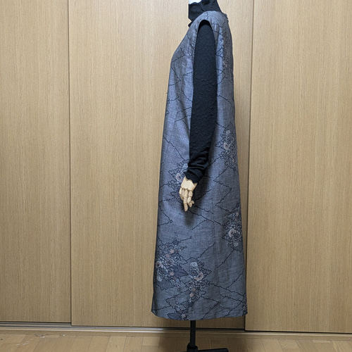 SOLD 着物リメイク ワンピース 大島紬 M〜L ワンピース さら