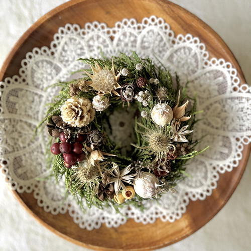 針葉樹の小さな森】ナチュラルリース ドライフラワー ミニ リース  
