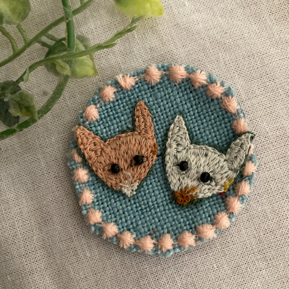 ☆ ＊ハンドメイド ＊ミナペルホネン タンバリンブルーreあpoブローチ 